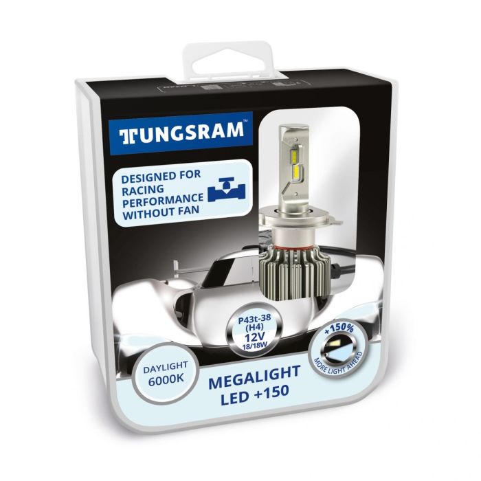 Комплект светодиодных ламп Tungsram Megalight LED +200 12V H4 24W 6000K (2 шт./коробка)