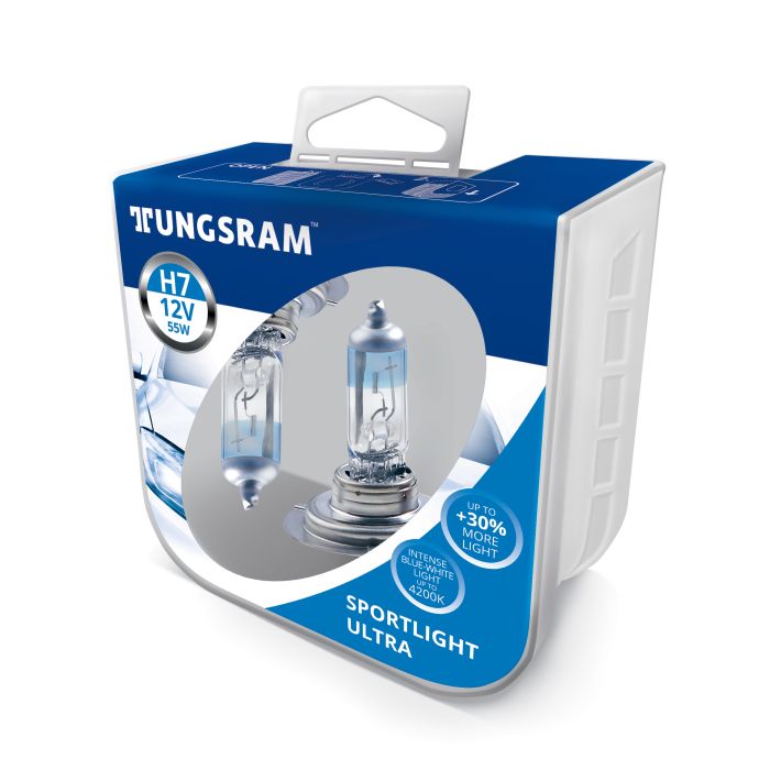 Комплект галогеновых ламп Tungsram H7 55W 12V (2 шт./пластикбокс) Sportlight Ultra 4200K