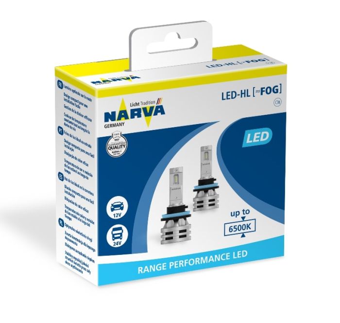 Комплект светодиодных ламп Narva 18036 H8/H11/H16 12/24v 6500K X2 24W PGJ19-2 RPL Range Performance LED FOG