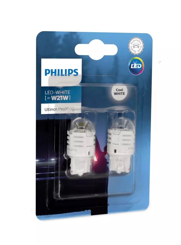 Комплект светодиодных ламп Philips 11065U30CWB2 W21W LED 12V Ultinon Pro3000 White