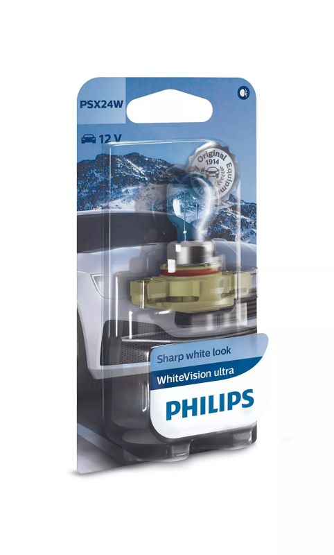 Галогеновая лампа PHILIPS 12276WVUB1 PSX24W 55W 12V WhiteVision ultra +60% (3300K) B1