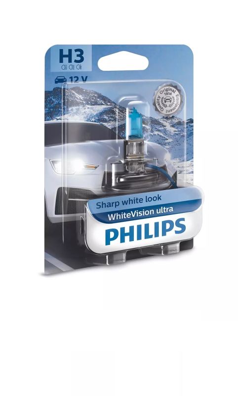Галогеновая лампа PHILIPS 12336WVUB1 H3 55W 12V WhiteVision ultra +60% (3900K) B1