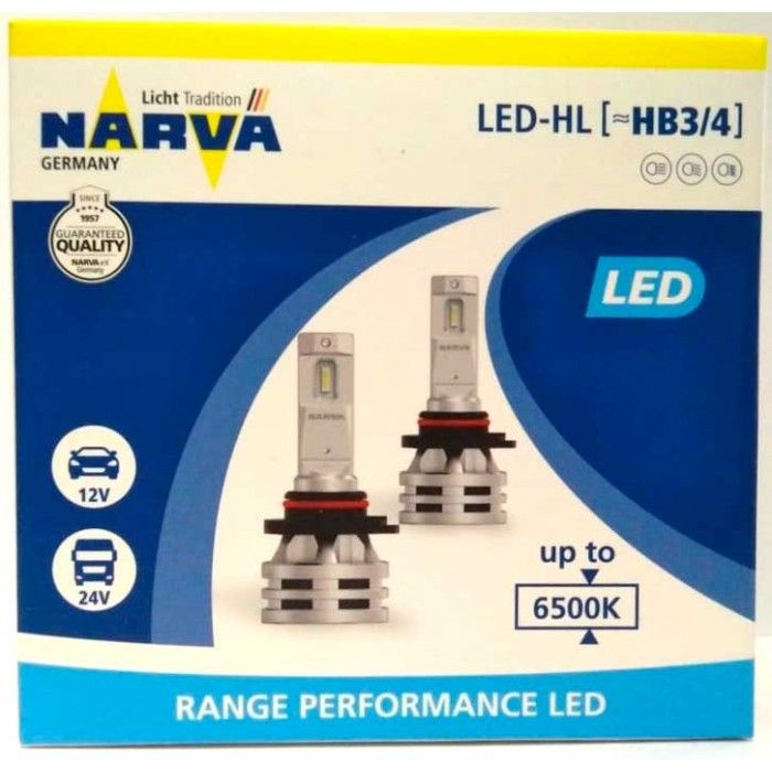 Комплект светодиодных ламп Narva 18038 HB3/HB4 12/24v 6500K X2 24W RPL Range Performance