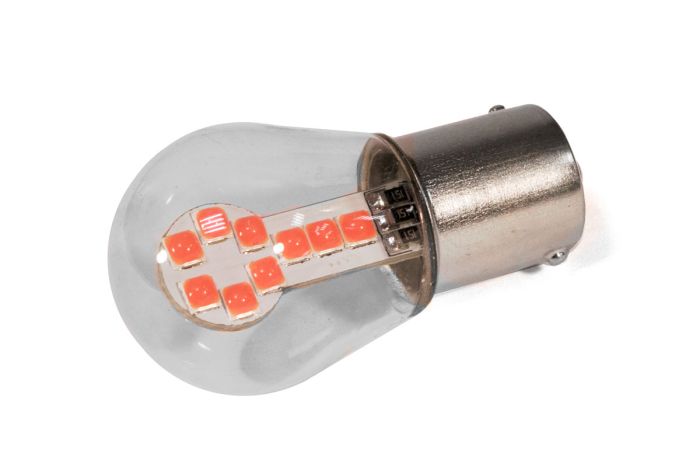 Светодиодная лампа StarLight T25 18 диодов SMD 3030 12V 1.5W RED в стеклянной колбе