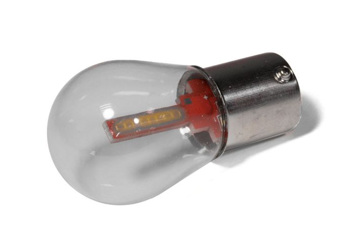 Светодиодная лампа StarLight T25 18 chip СОВ 12V WHITE FLASH  в стеклянной колбе