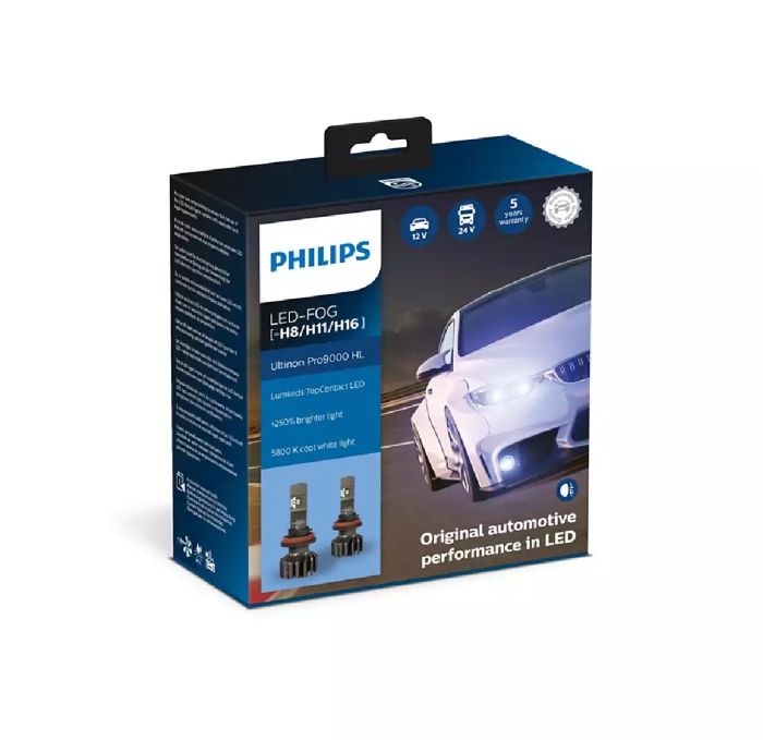 Комплект светодиодных ламп PHILIPS H8/H11/H16 11366U90CWX2 LED Fog Ultinon Pro9000 +250% 12/24V