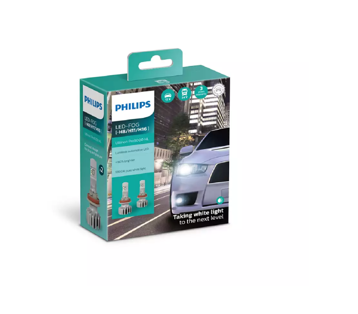 Комплект светодиодных ламп PHILIPS H8/H11/H16 11366U50CWX2 LED Fog Ultinon Pro5000 +160% 12/24V