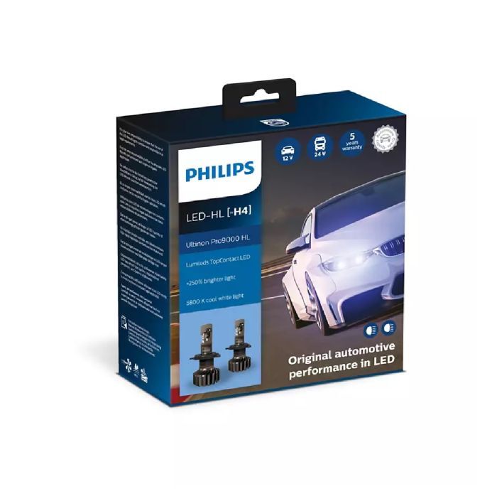 Комплект светодиодных ламп PHILIPS H4 11342U90CWX2 LED Ultinon Pro9000 +250% 12/24V