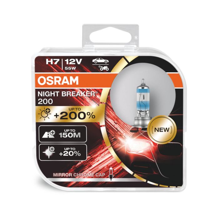 Комплект галогеновых ламп Osram 64210NB200-HCB H7 Night Breaker +200% 55W 12V PX26d HardDuopet