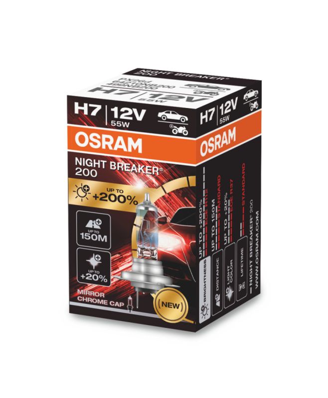 Галогеновая лампа OSRAM H7 64210NB200-FS Night Breaker +200% 55W 12V PX26d 1шт