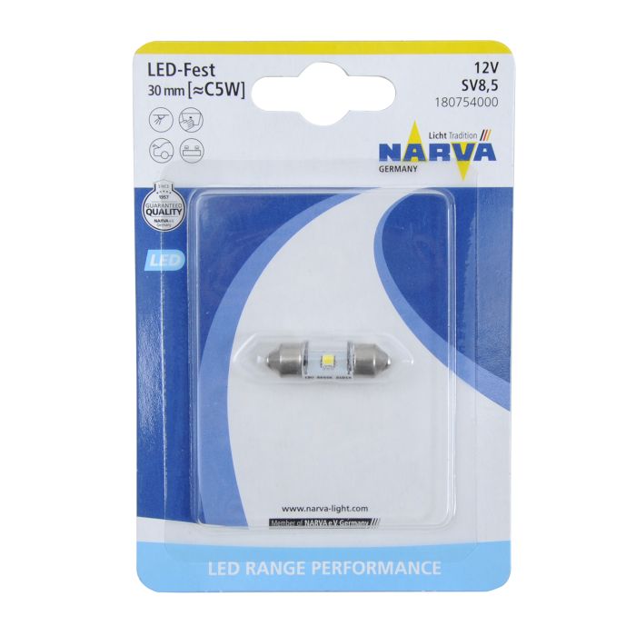 Светодиодная лампа Narva 18075-01B С5W 12V SV8.5 LED 0.6W 30mm