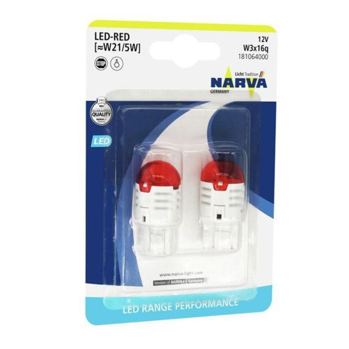 Комплект светодиодных ламп Narva W21/5 12V 0.80/1.75W LED red W3x16q 2pcs/set (181064000)