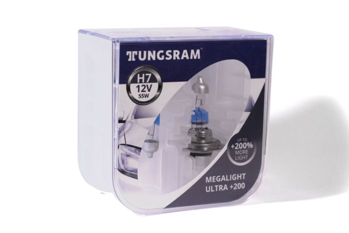 Комплект галогеновых ламп Tungsram H7 55W 12V (2 шт./пластикбокс) Megalight Ultra +200% 58520XHU