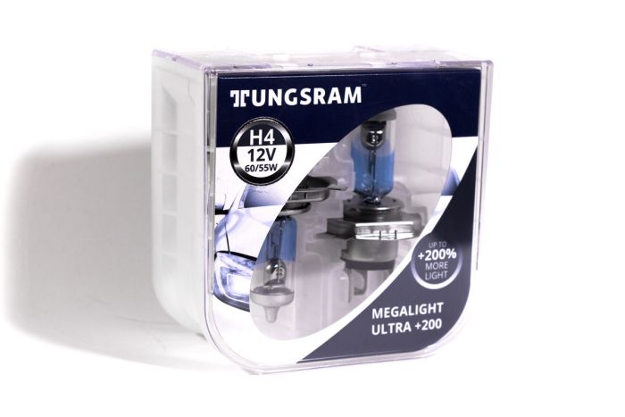 Комплект галогеновых ламп Tungsram H4 60/55W 12V (2 шт./пластикбокс) Megalight Ultra +200% 50440XHU