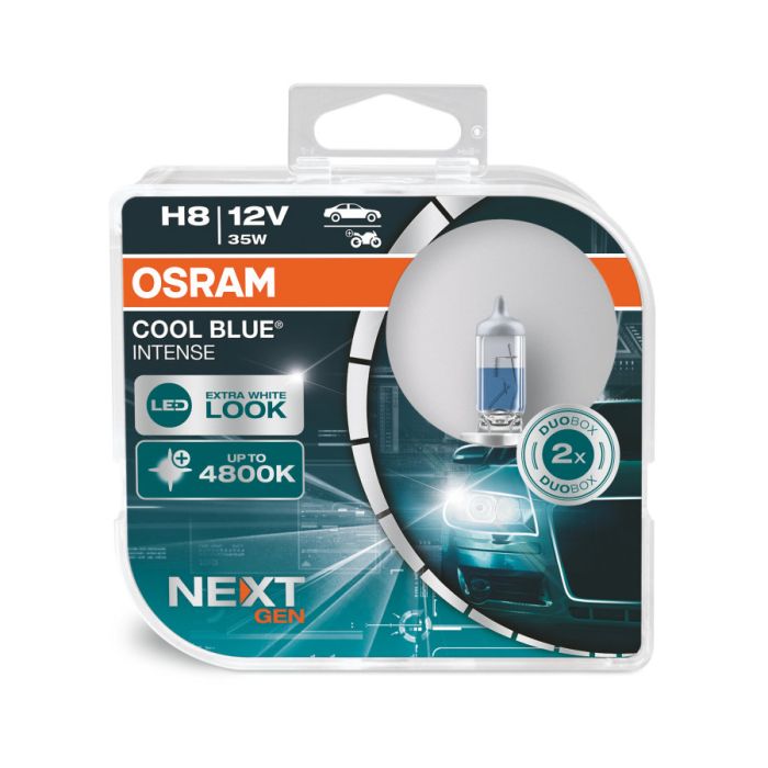 Комплект галогеновых ламп Osram H8 12V 35W PGJ19-1 Cool Blue Intense Next Gen +100% 2шт/комп (64212CBN-HCB)