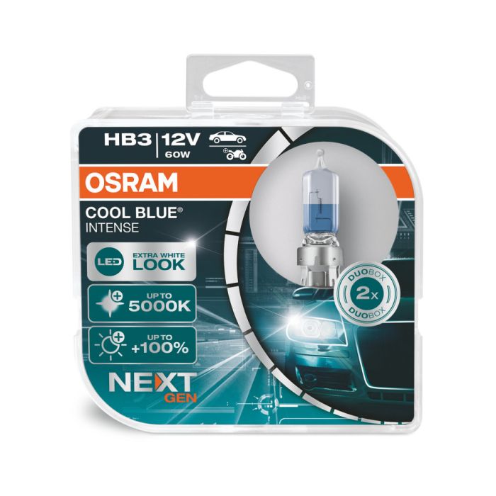 Комплект галогеновых ламп Osram HB3 12V 60W P20d Cool Blue Intense Next Gen +100% 2шт/комп (9005CBN-HCB)