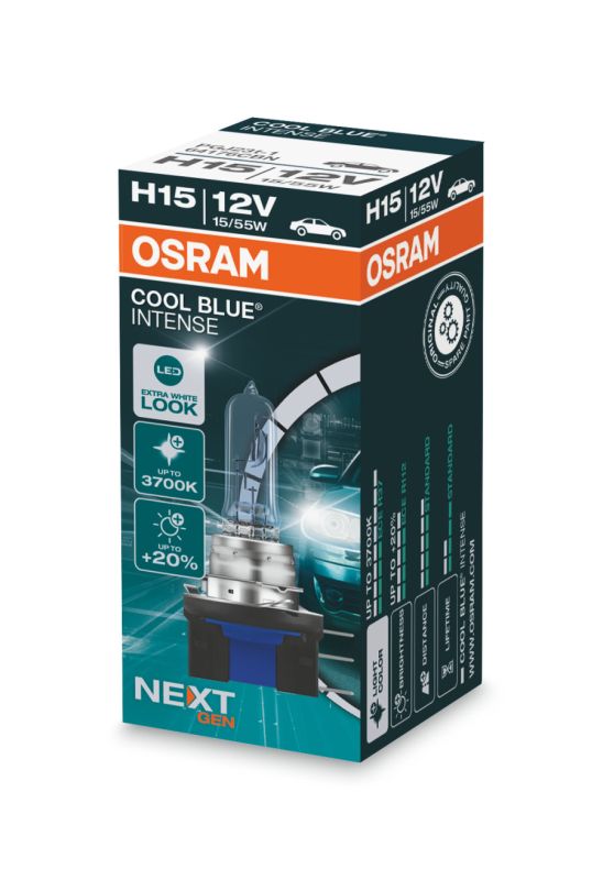 Галогеновая лампа Osram H15 55/15W 12V PGJ23T-1 Cool Blue Intense Next Gen +20% 1 лампа (64176CBN)