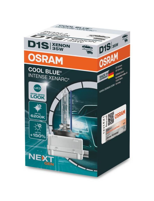 Ксеноновая лампа Osram D1S 35W PK32d-2 Cool Blue Intense Next Gen +150% 1 лампа (66140CBN)
