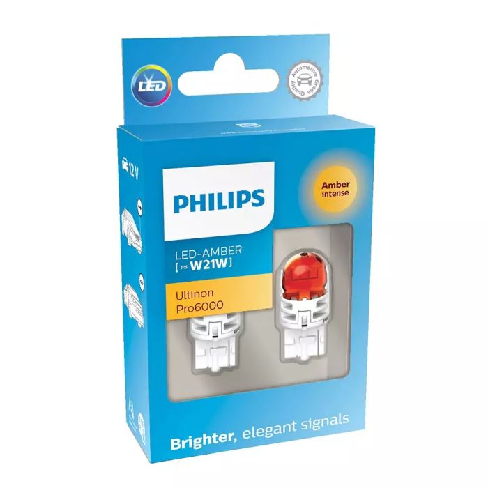 Комплект светодиодных ламп Philips 11065AU60X2 WY21W LED Ultinon Pro6000 SI 12V WX3x16d amber