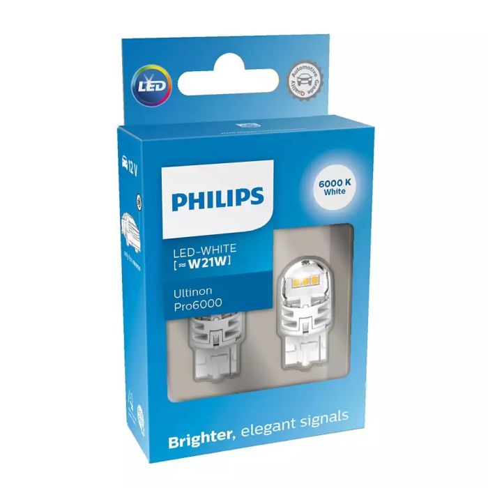 Комплект светодиодных ламп Philips 11065CU60X2 W21W LED Ultinon Pro6000 SI 12V WX3x16d white