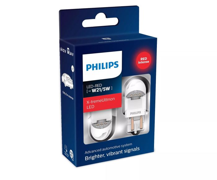 Комплект светодиодных ламп Philips 11066XURX2 W21/5 12/24V X-tremeUltinon LED gen2 red B2