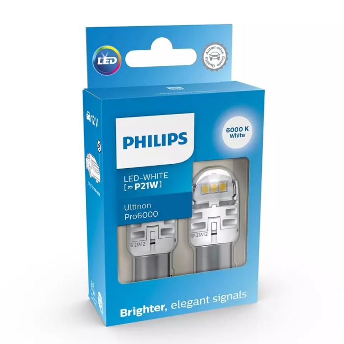 Комплект светодиодных ламп Philips 11498CU60X2 P21W LED Ultinon Pro6000 SI 12V BA15S white