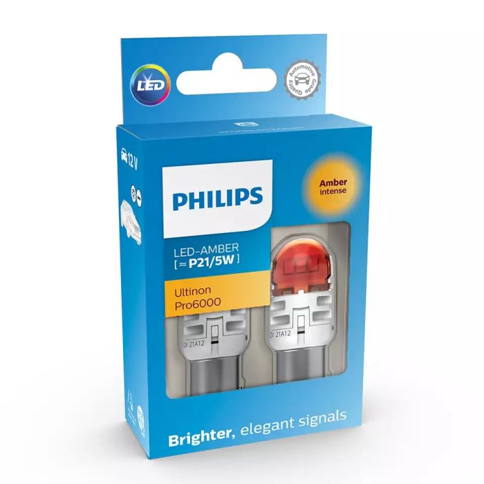 Комплект светодиодных ламп Philips 11499AU60X2 P21/5W LED Ultinon Pro6000 SI 12V BAY15d amber 