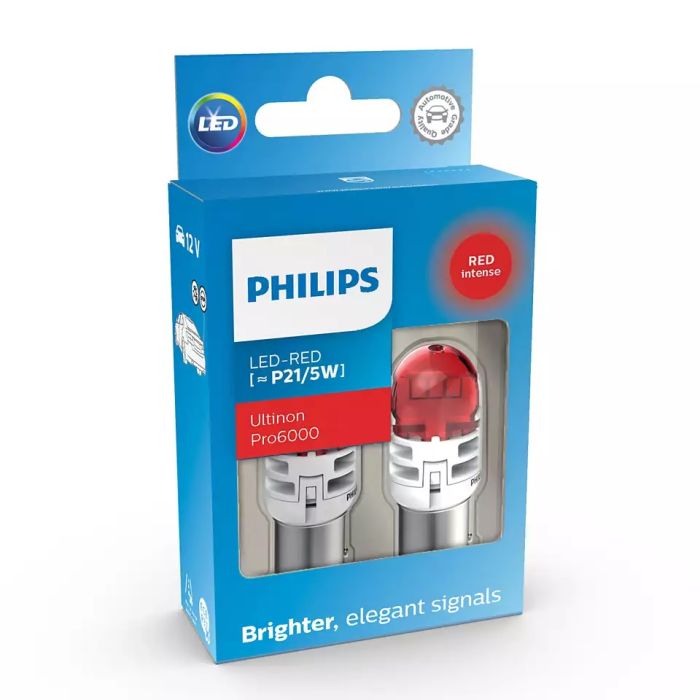 Комплект светодиодных ламп Philips 11499RU60X2 P21/5W LED Ultinon Pro6000 SI 12V BAY15d red
