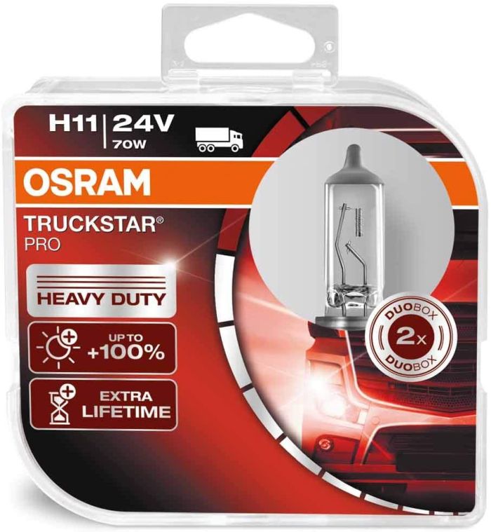 Комплект галогеновых ламп Osram 64216TSPHCB H11 TruckStar Pro +100% 70W 24V PGJ19-2 HardDuopet