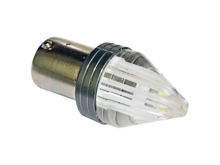 Светодиодная лампа StarLight T25  9 диодов 2835SMD BA15S 12V WHITE конусная прозрачная линза