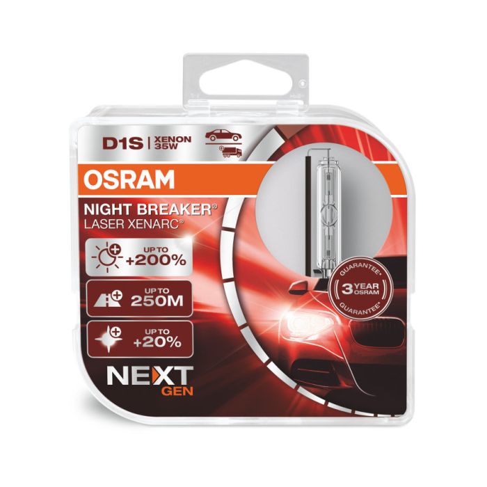 Комплект ксеноновых ламп OSRAM 66140XNN-HCB Night Breaker Laser NG +200% D1S 85V 35W P32d-2 XENARC HardDuopet