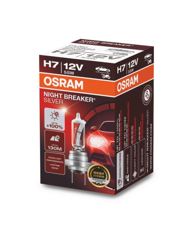 Галогеновая лампа Osram H7 64210NBS Night Breaker Silver +100 55W 12V PX26d