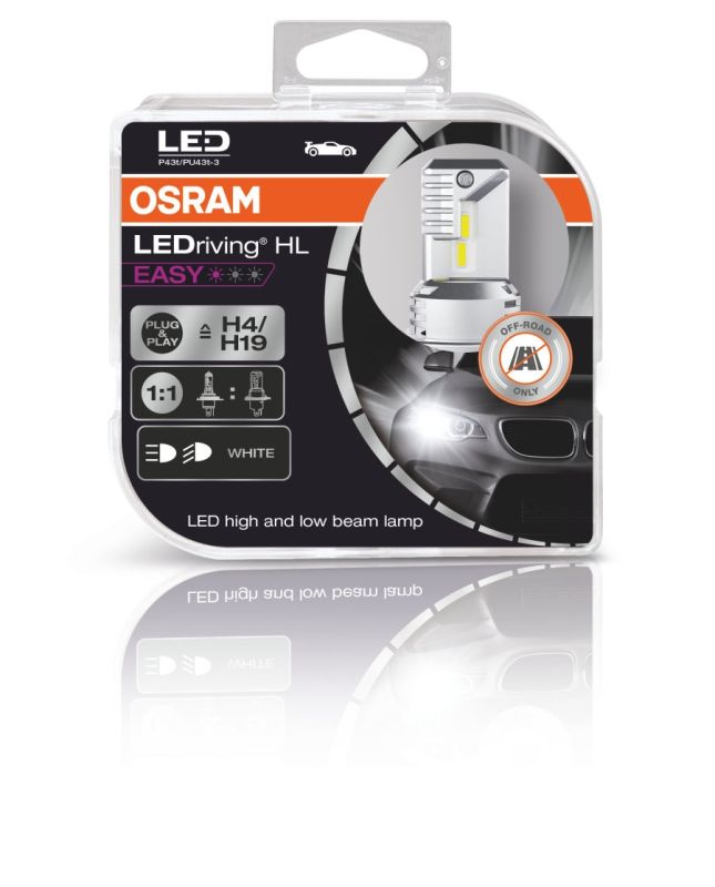 Комплект светодиодных ламп Osram 64193DWESY-HCB H4/H19 12V 6500K LEDriving 18/19W HL EASY