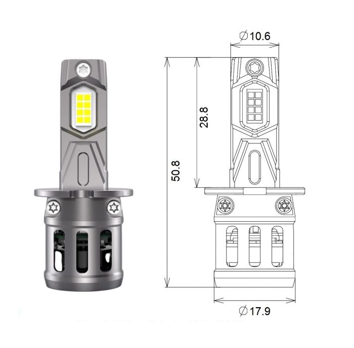 Комплект светодиодных ламп Qline SA H3 52W 6000K  Qline (Small Active)