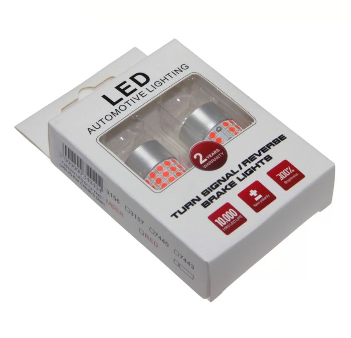 Комплект светодиодных ламп LED Qline 7440 (W21W) Red CANBUS (2шт)