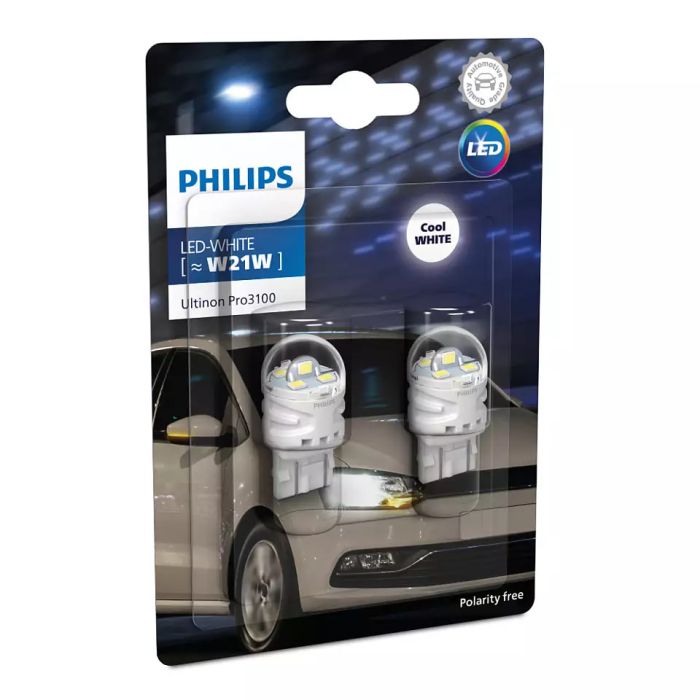 Комплект світлодіодних ламп Philips 11065CU31B2 W21W LED Ultinon Pro3100 12V W3x16d WHITE