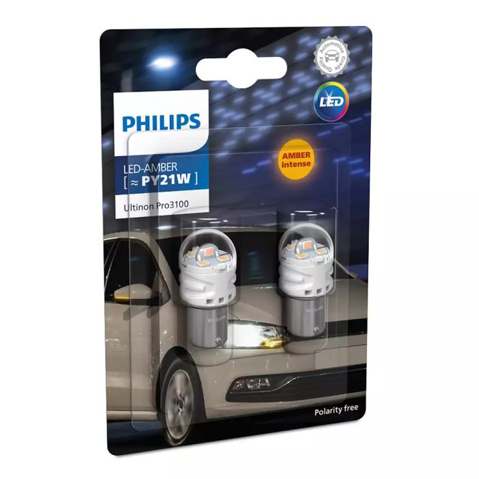 Комплект світлодіодних ламп PHILIPS 11496AU31B2 PY21W LED Ultinon Pro3100 12V BAU15s AMBER