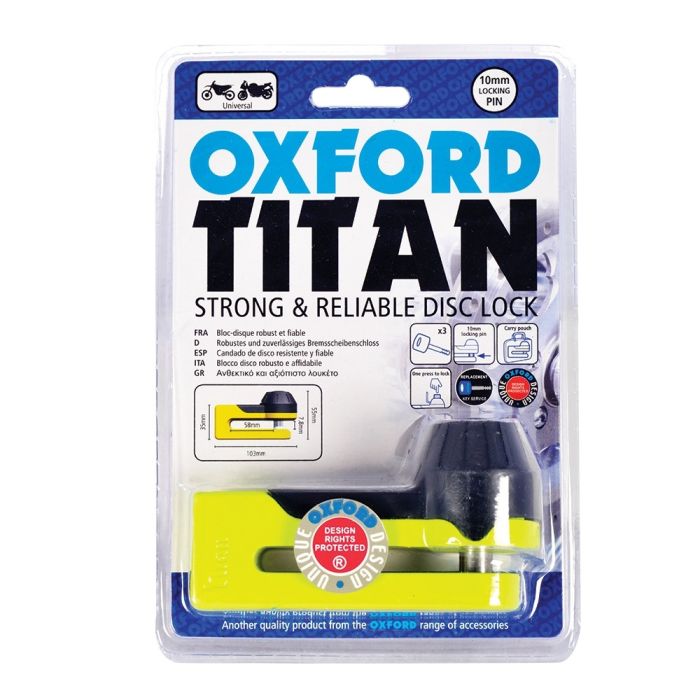 Замок блокування гальмівного диска Oxford LK292 Mini Titan Yellow