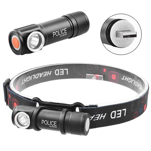 Ліхтар налобний Police 2155-XPE, ЗУ USB, вбудований акумулятор, магніт (2155-XPE)