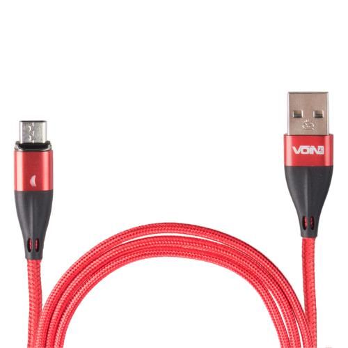 Кабель магнітний VOIN USB - Micro USB 3А, 2m, red (швидка зарядка / передача даних) (VC-6102M RD)