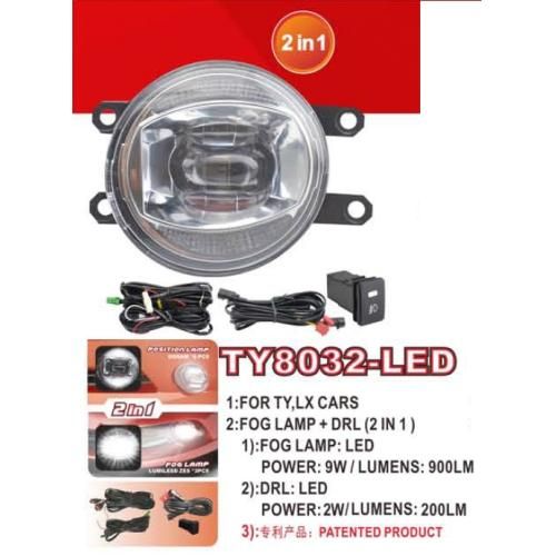 Фари дод. модель Toyota Cars/TY-8032L/LED-12V9W900Lm+DRL-12V2W200Lm/FOG+DRL/eл.проводка (TY-8032-LED 2в1)