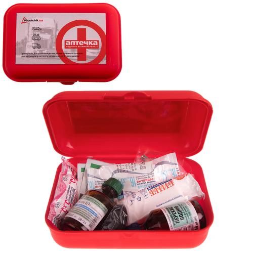 Аптечка медицинская автомобильная согласно ТУ(02-053-М), красный пластиковый футляр (02-053-П)