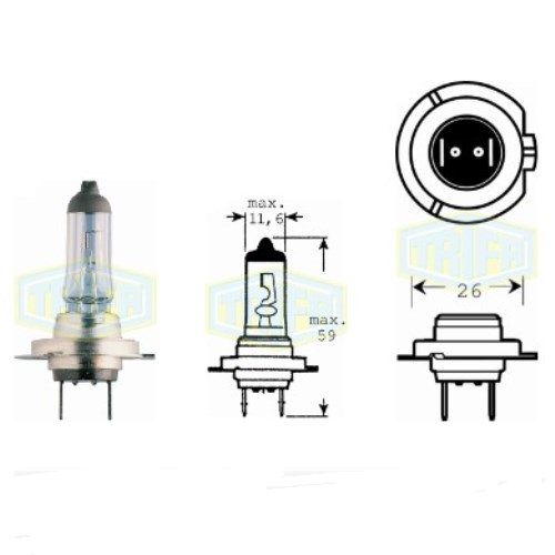 Лампа автомобільна  Галогенна лампа Trifa H7/H1 12V 55W Spare kit (01607-287)
