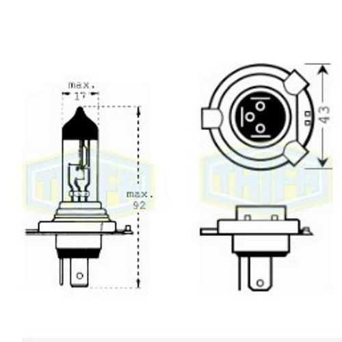 Лампа автомобільна  Галогенна лампа для фари Trifa H4 12V 100/80 W gold (91671)