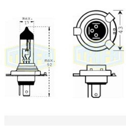 Лампа автомобільна  Галогенна лампа для фари Trifa H4 12V 60/55W long-life (41661)