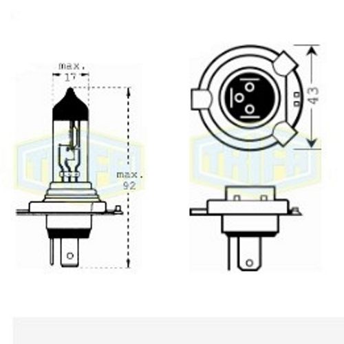 Лампа автомобільна  Галогенна лампа для фари Trifa H4 12V 60/55W PRIME (51661)