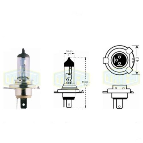 Лампа автомобільна  Галогенна лампа для фари Trifa H4 24V 70/75W HD (21662)