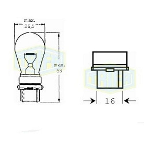 Лампа автомобільна   Лампа для стоп-сигнала та проблискових маячків Trifa 12V 27W W2,5x16q (00327)