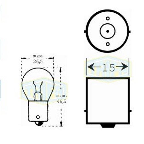 Лампа автомобільна   Лампа для стоп-сигнала та проблискових маячків Trifa 24V 15W BA15s (00352)