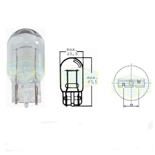 Лампа автомобільна  з клиновидним цоколем Trifa 12V W21W W 3x16d (01781)